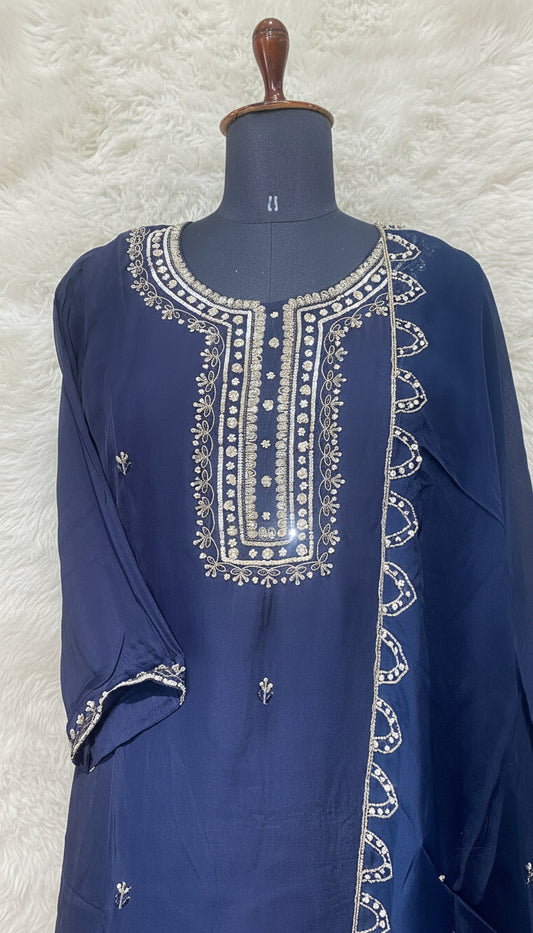 NAVY BLUE PARTY WEAR FULL SALWAR SET - 30431