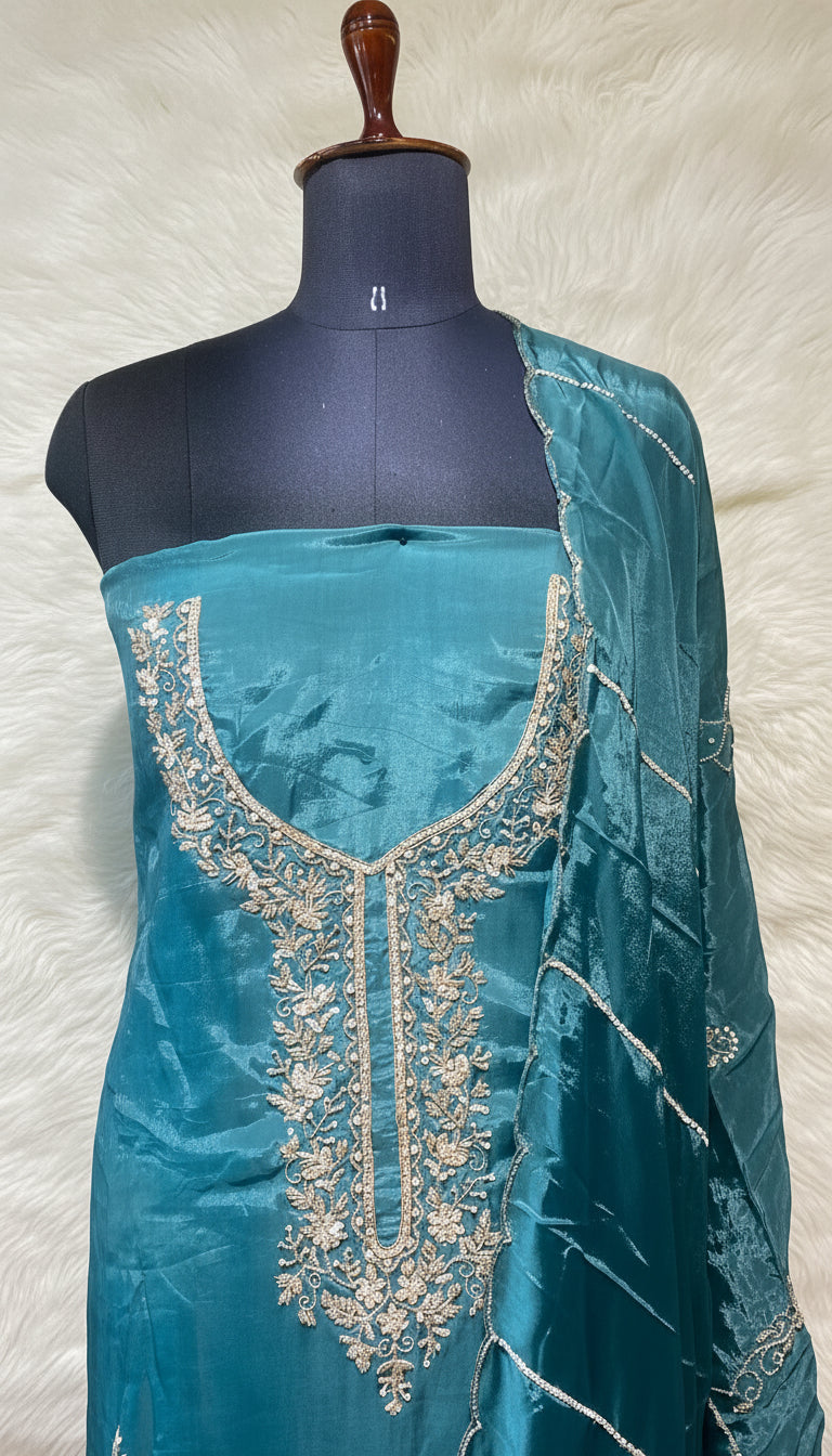 TEAL BLUE SALWAR FULL SET MATERIAL - 30441