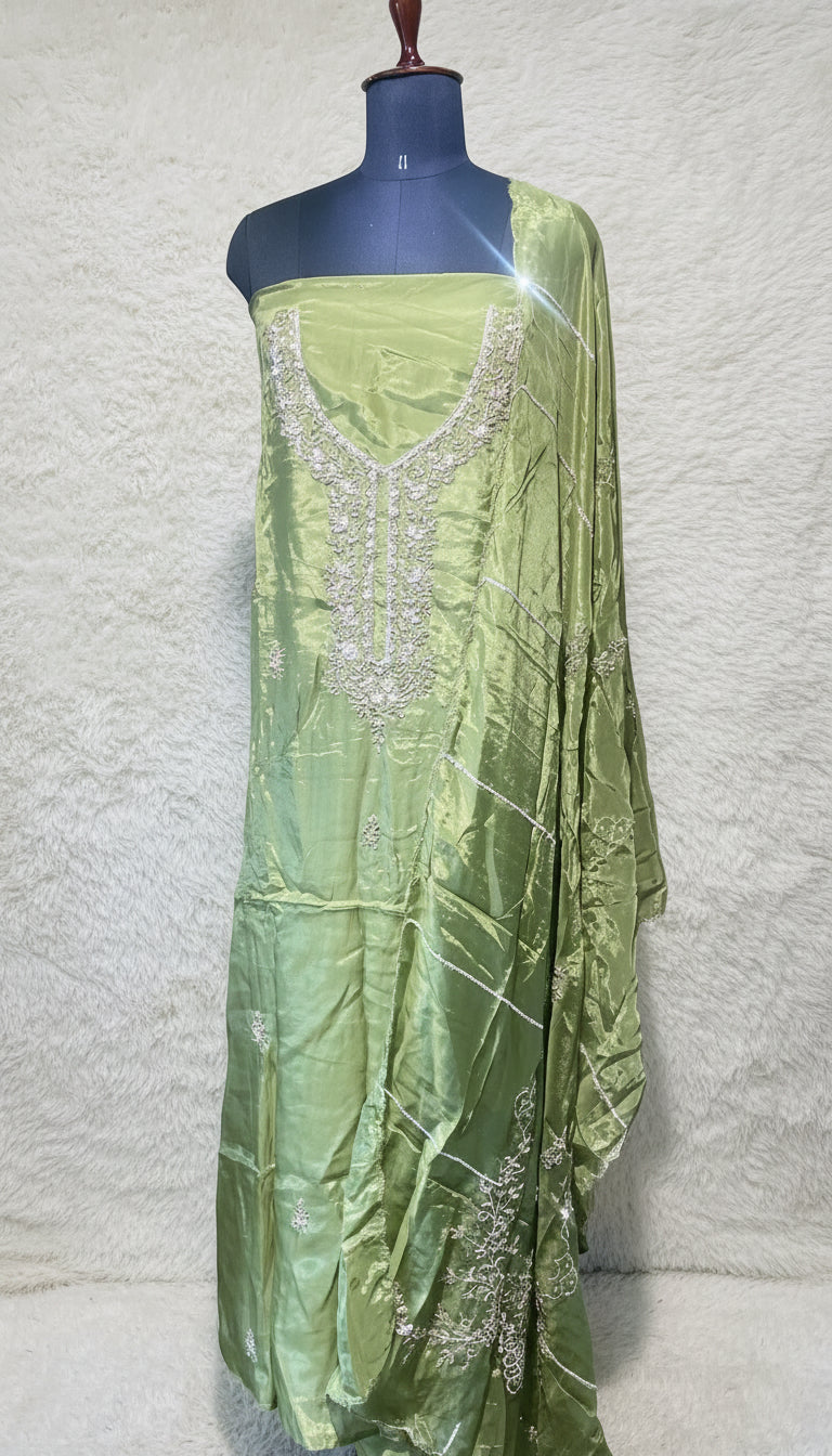 OLIVE GREEN SALWAR FULL SET MATERIAL - 30441