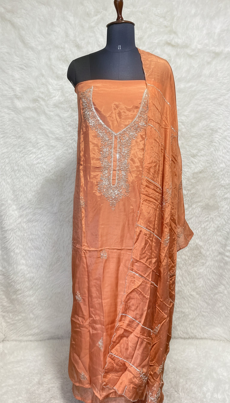 PEACH ORANGE SALWAR FULL SET MATERIAL - 30441
