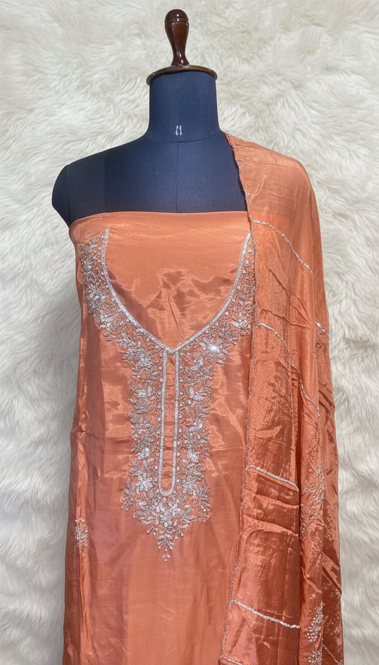 PEACH ORANGE SALWAR FULL SET MATERIAL - 30441