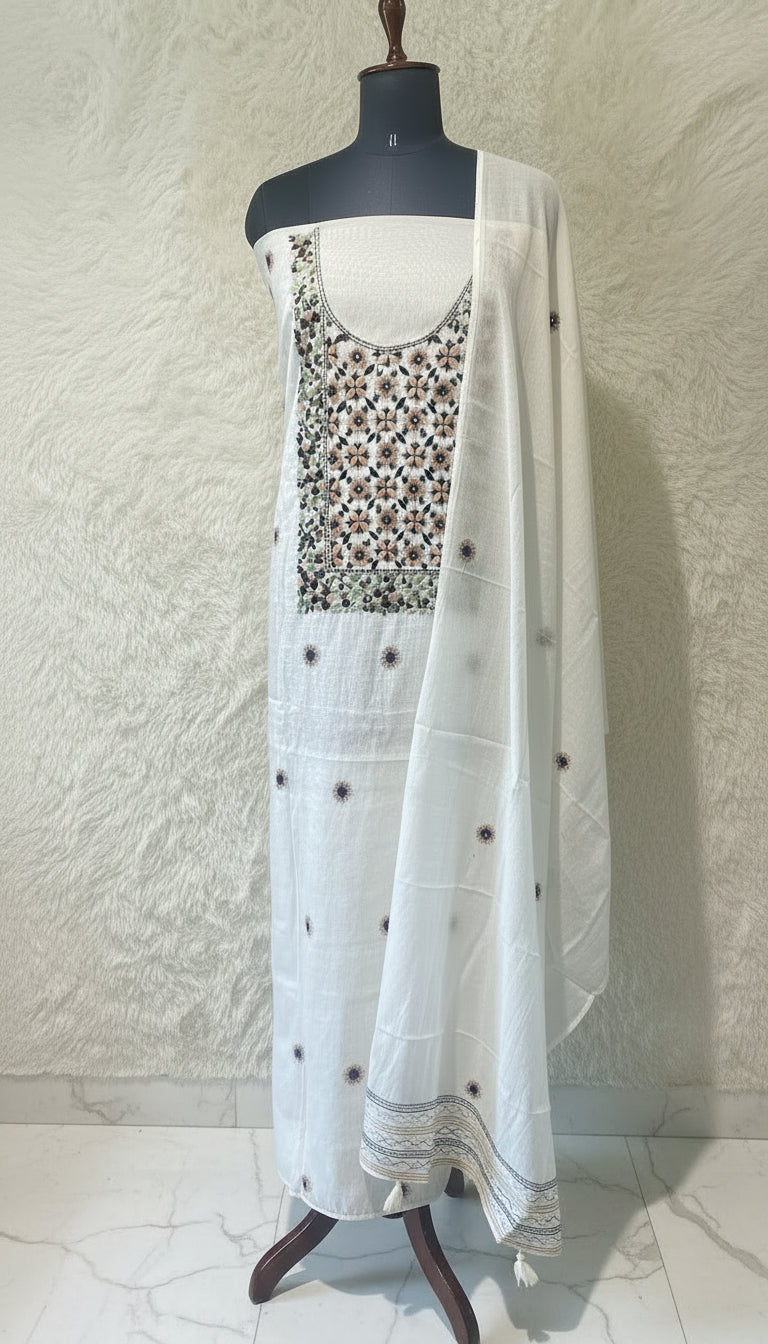 WHITE SILK SALWAR MATERIAL -30443 (BLACK)