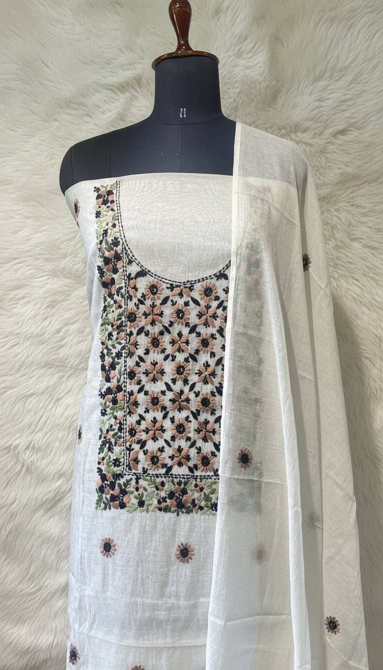 WHITE SILK SALWAR MATERIAL -30443 (BLACK)