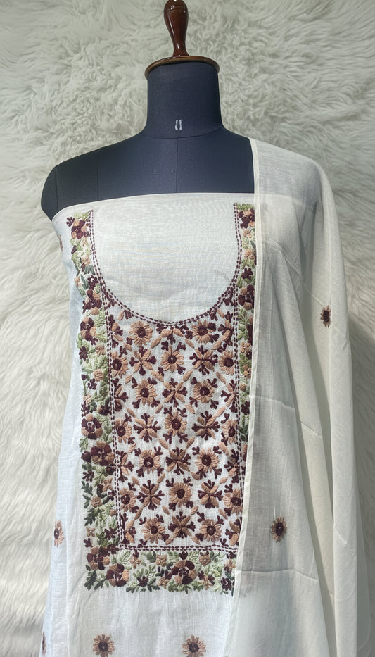 WHITE SILK SALWAR MATERIAL -30443 (MAROON)