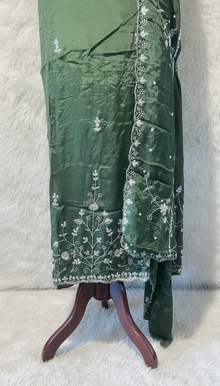 BOTTLE GREEN PARTY WEAR SALWAR FULL SET MATERIAL - 30440