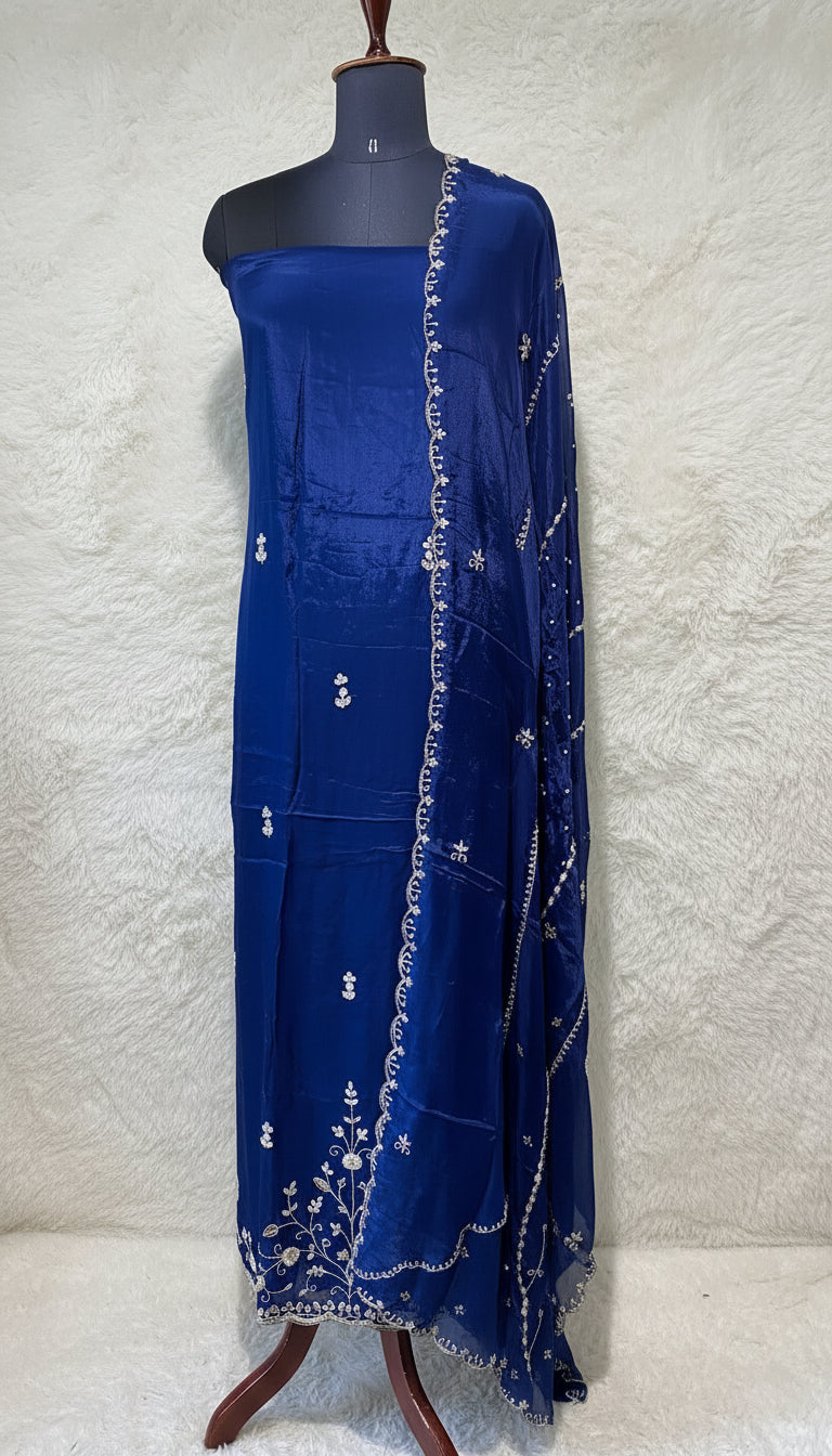 ROYAL BLUE PARTY WEAR SALWAR FULL SET MATERIAL - 30440