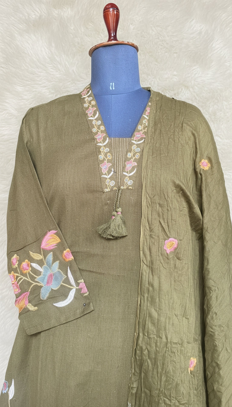 OLIVE GREEN SALWAR FULL SET - 30451