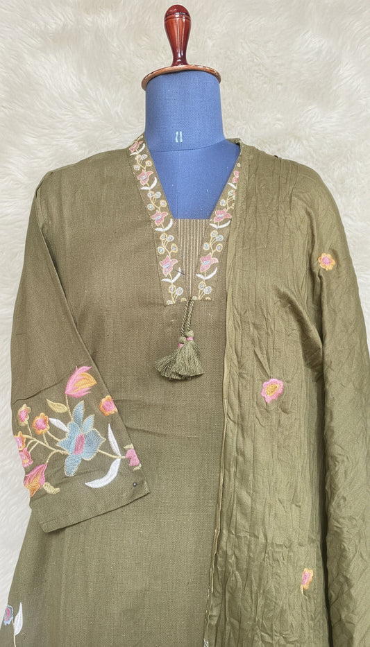 OLIVE GREEN SALWAR FULL SET - 30451