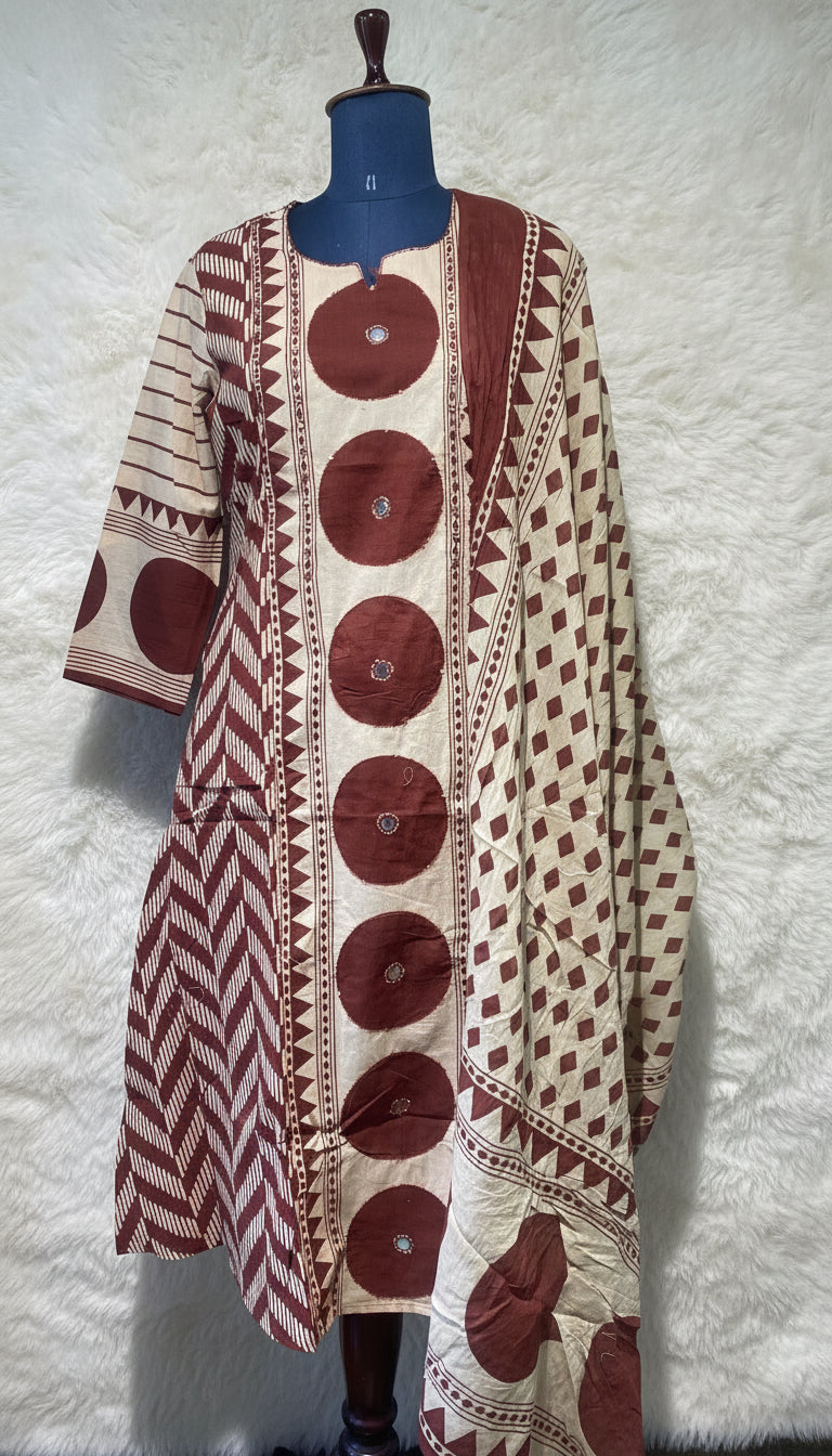 BEIGE AND MARRON SALWAR FULL SET - 30457