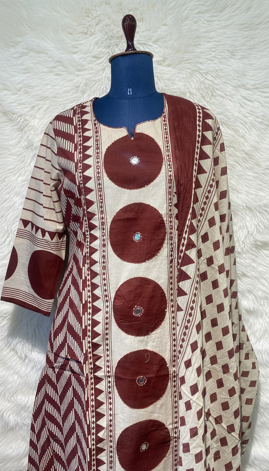 BEIGE AND MARRON SALWAR FULL SET - 30457