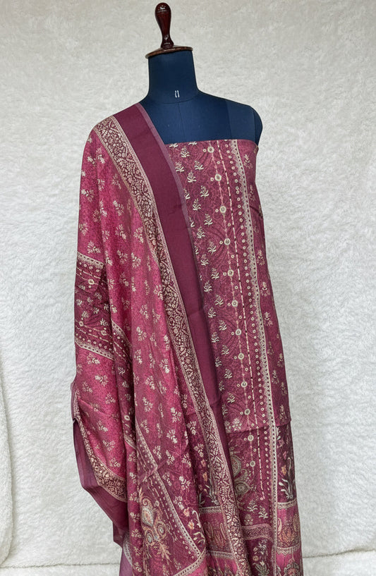 (OFFER) 4WINE SILK SALWAR MATERIAL -2644