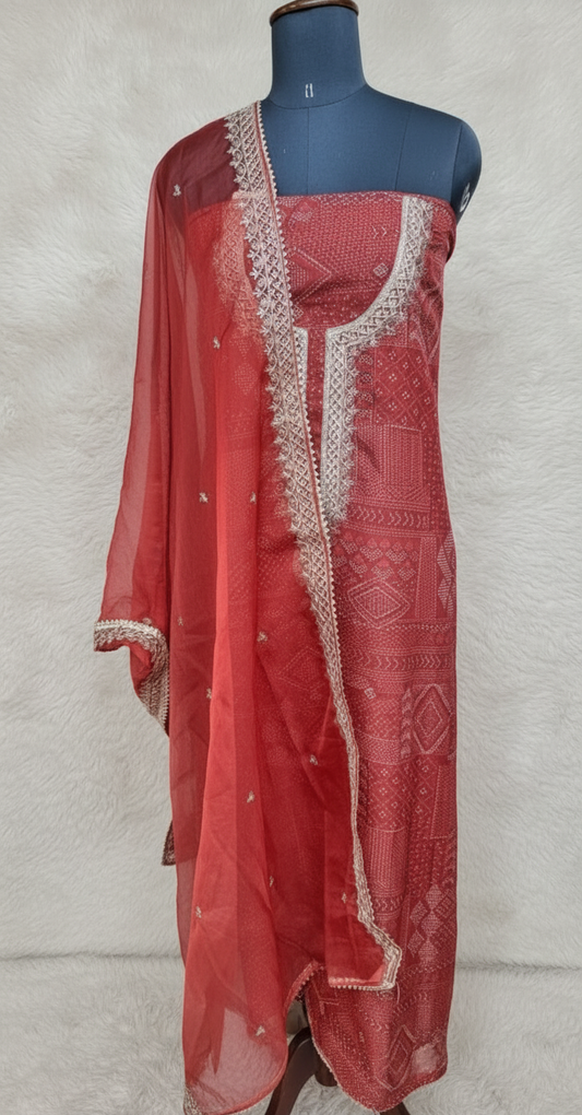 (OFFER) BRICK ORGANZA SALWAR MATERIAL - 2333