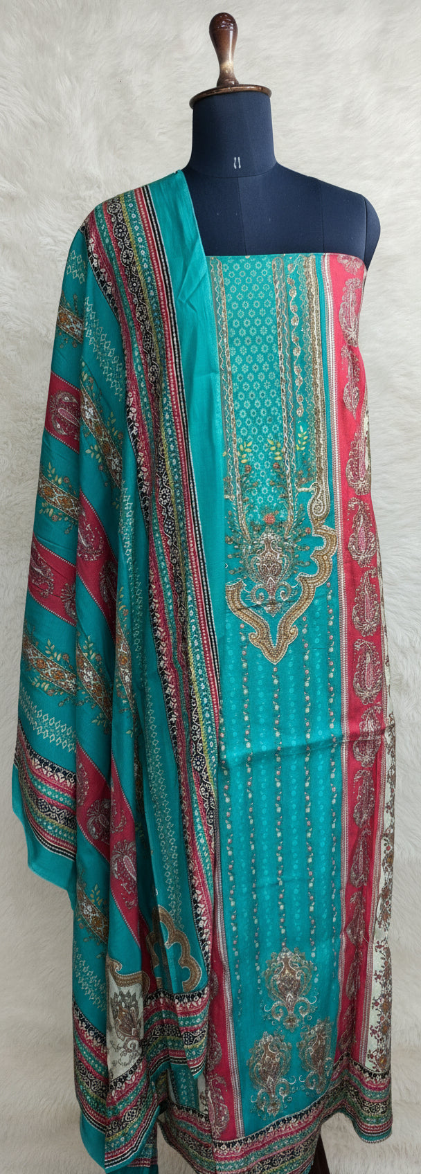 SKY BLUE MUSLIN FULL SET SALWAR  MATERIAL  -  clt777  (KAFTHAN TYPE STITCHABLE)