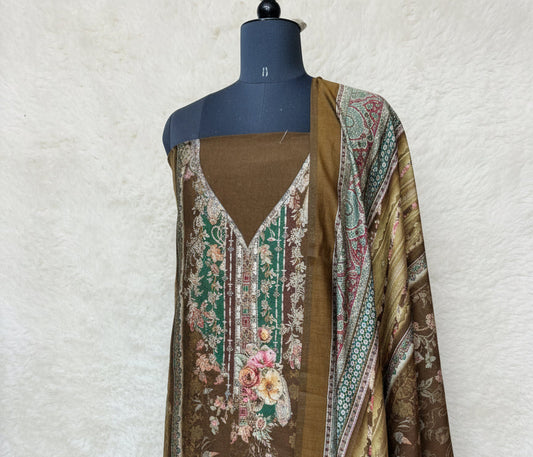 MAHANDI GREEN MUSLIN FULL SET SALWAR  MATERIAL  -  clt777  (KAFTHAN TYPE STITCHABLE)