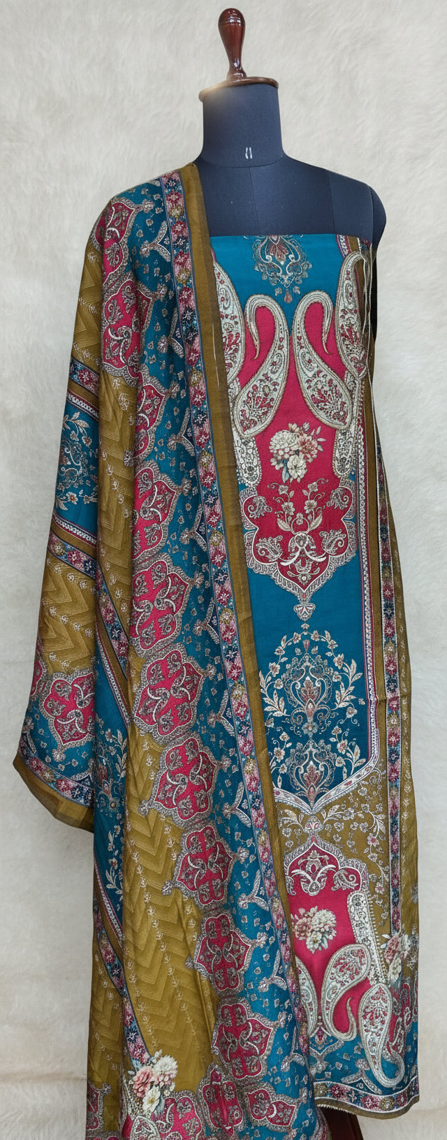 BLUE MUSLIN FULL SET SALWAR  MATERIAL  -  clt777  (KAFTHAN TYPE STITCHABLE)