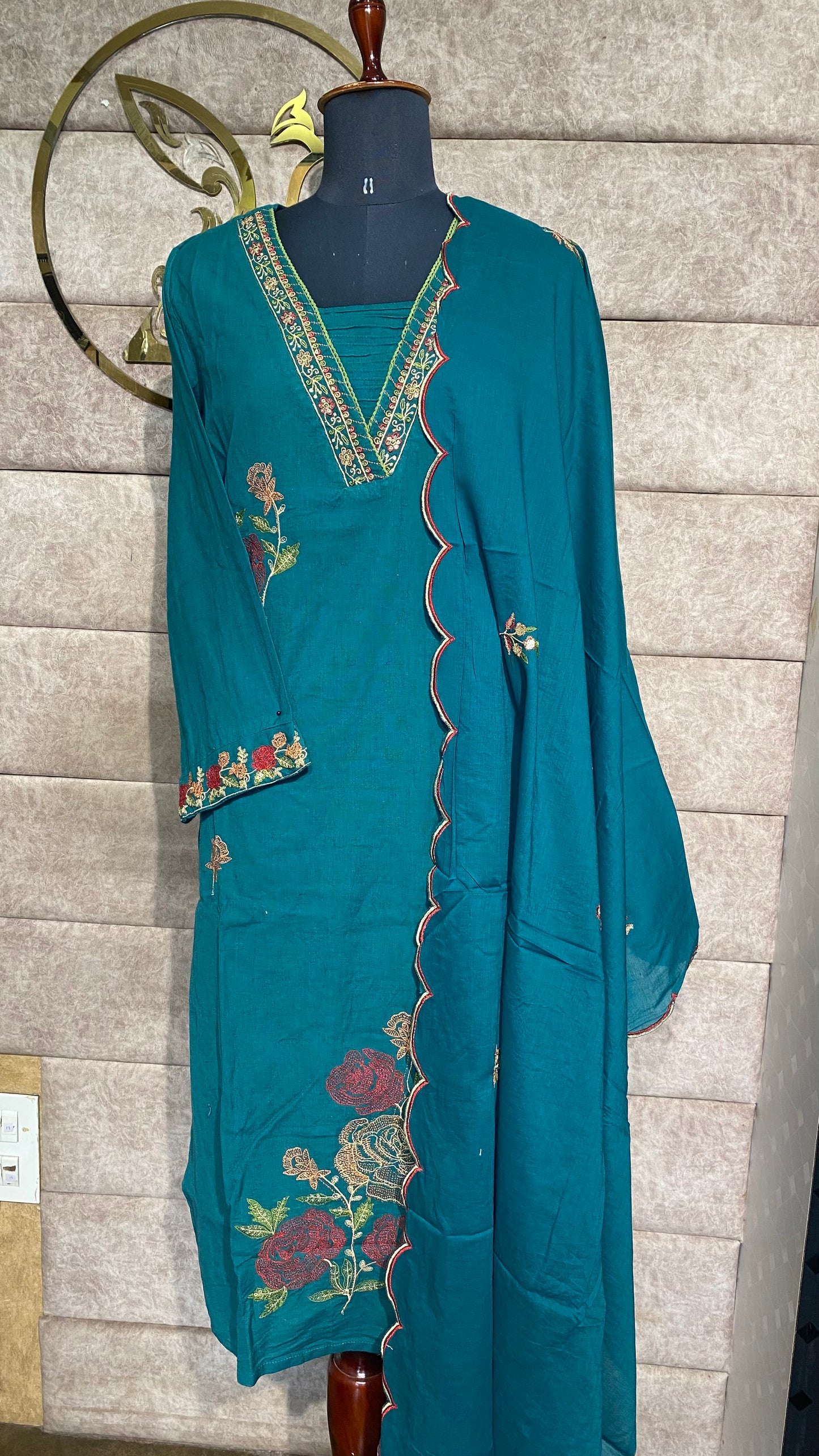 FLEX COTTON GREEN FULL CHURIDHAR SET - 30509