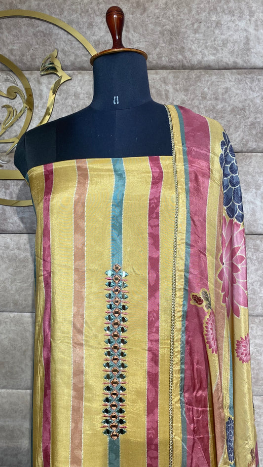 MUSLIN YELLOW SALWAR FULL SET MATERIAL-30520