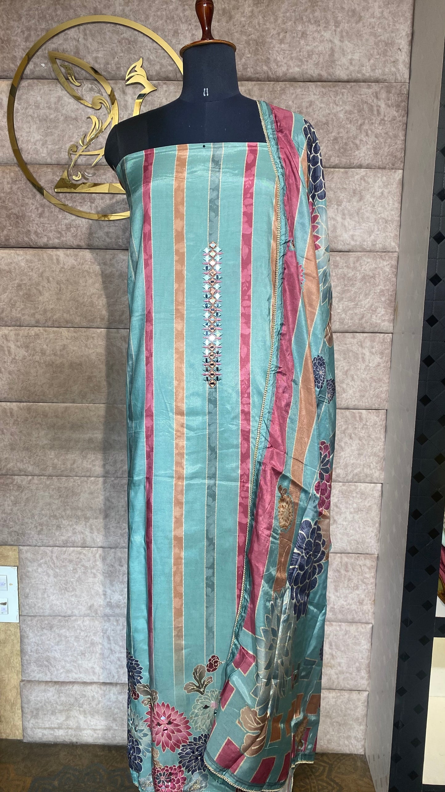 MUSLIN PASTEL BLUE SALWAR FULL SET MATERIAL-30520