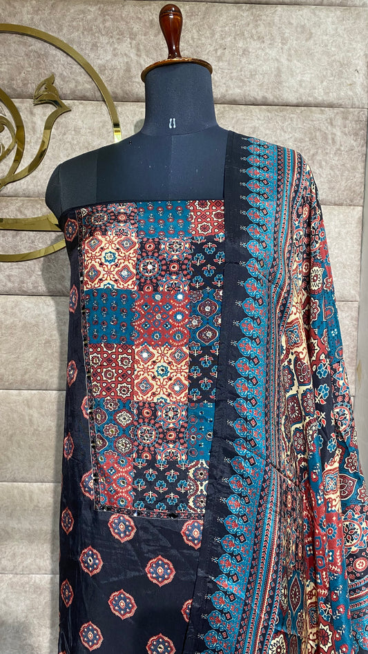 BLACK AJRAKH MUSLIN FULL SALWAR SET- 30523