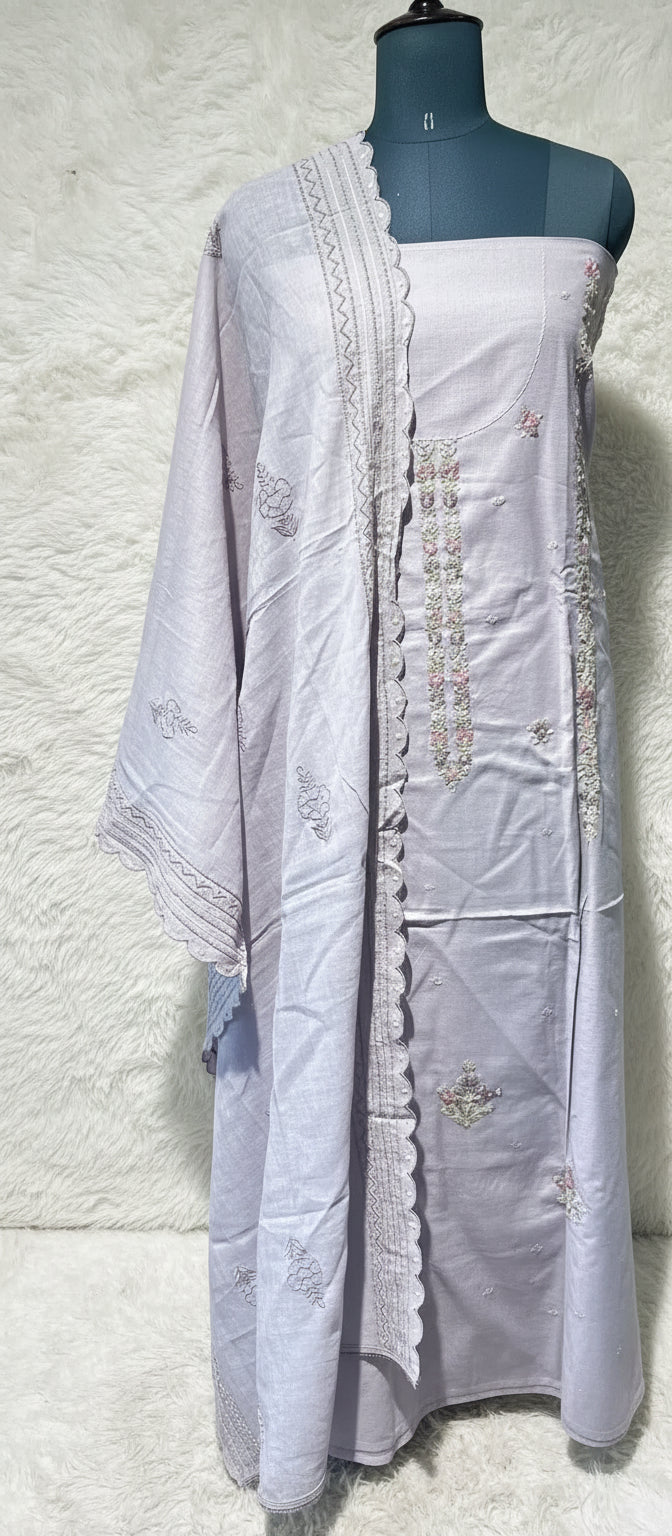 LINEN PASTEL LAVENDER SALWAR FULL SET MATERIAL - 30437