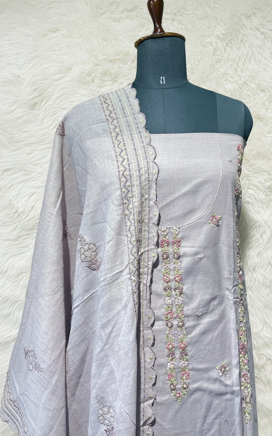 LINEN PASTEL LAVENDER SALWAR FULL SET MATERIAL - 30437