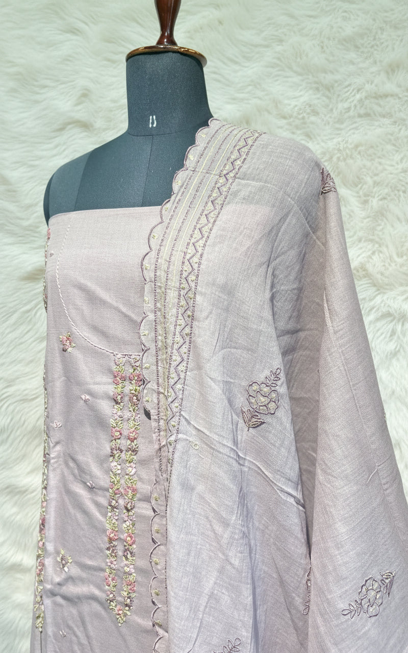 LINEN PASTEL LAVENDER SALWAR FULL SET MATERIAL - 30437