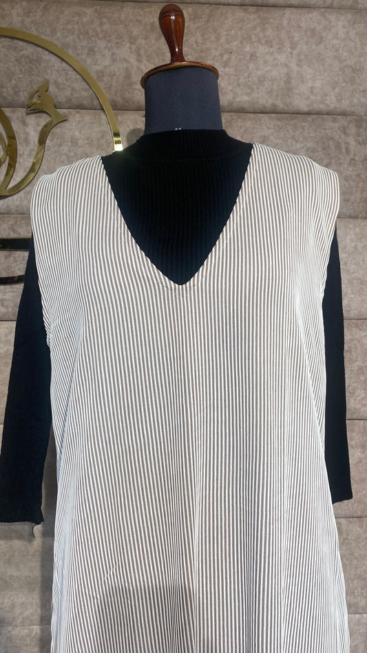 WHITE AND BROWN WESTERN DRESS - 30559