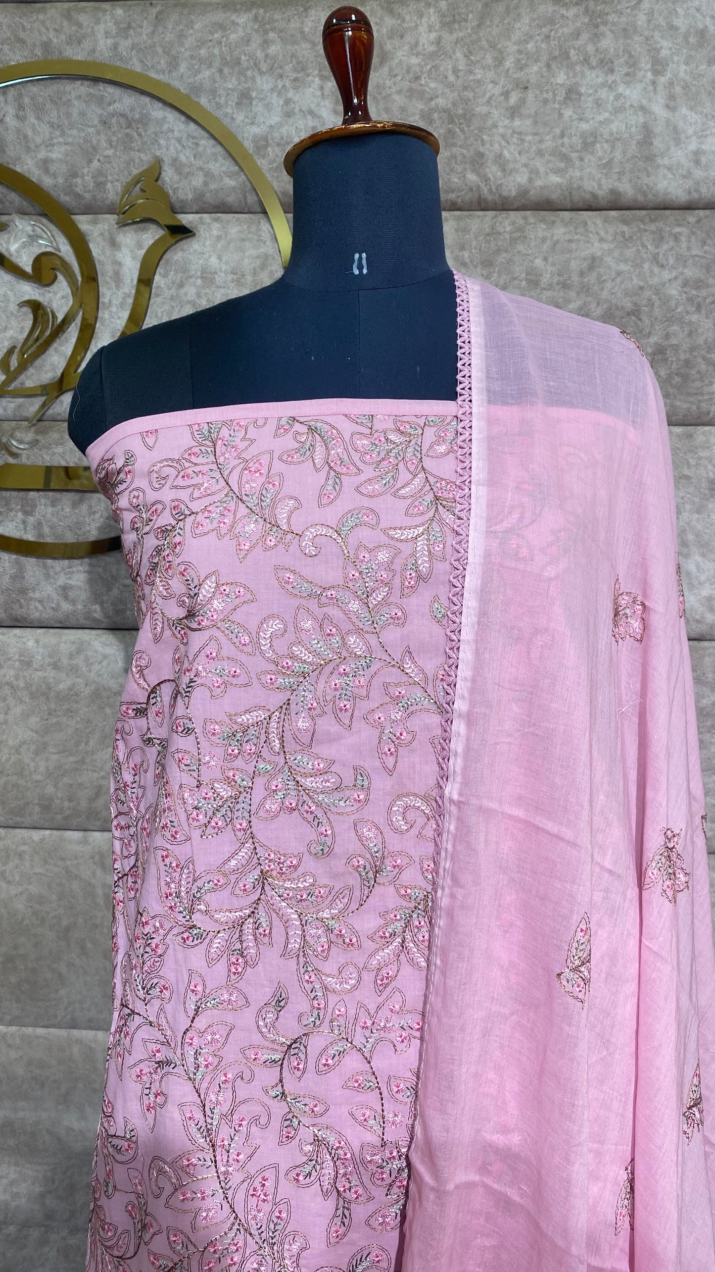 COTTON PASTEL PINK FULL SALWAR MATERIAL - 30578