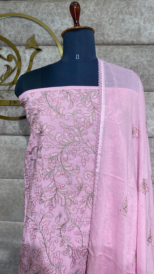 COTTON PASTEL PINK FULL SALWAR MATERIAL - 30578