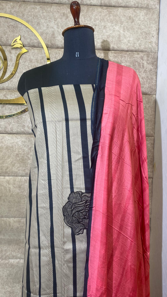 CAMBRIC COTTON CHIKKU & PINK FULL SALWAR MATERIAL- 30565