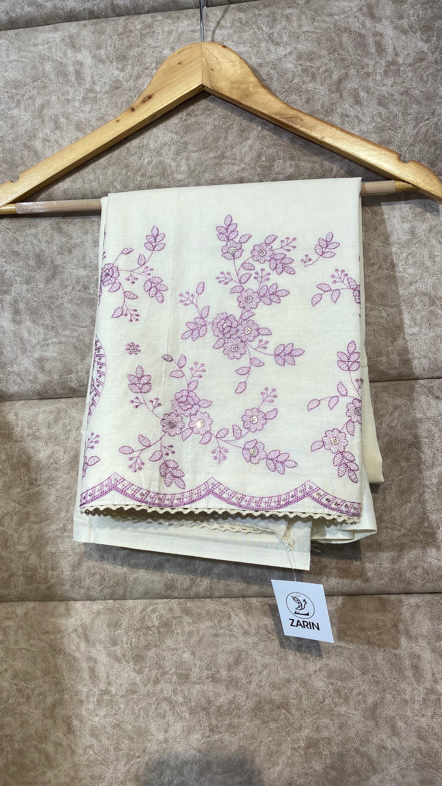 OFF WHITE MUL CHANDERI FULL SET MATERIAL - 30580