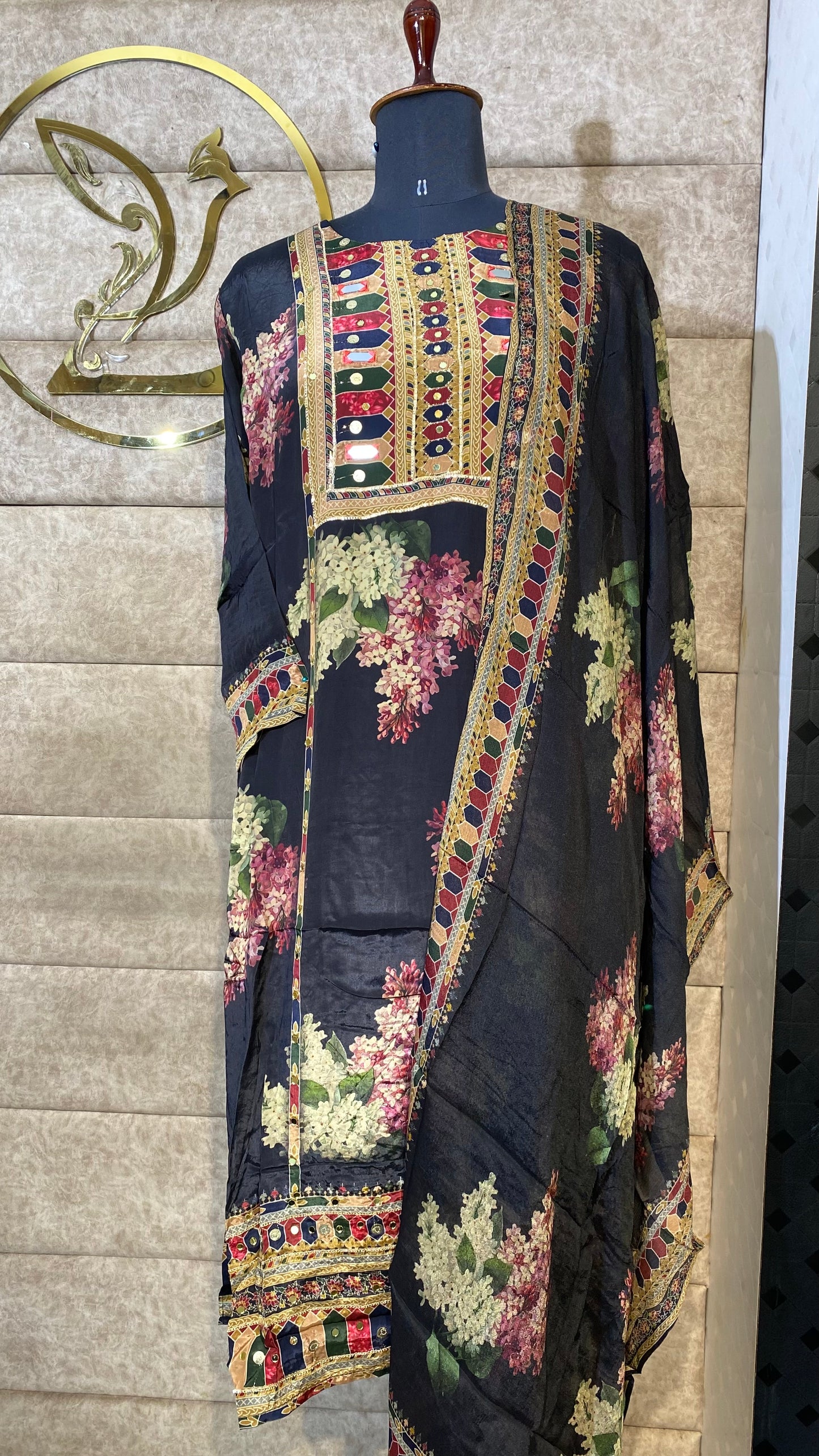 BLACK CREPE FULL SALWAR SET- 30593