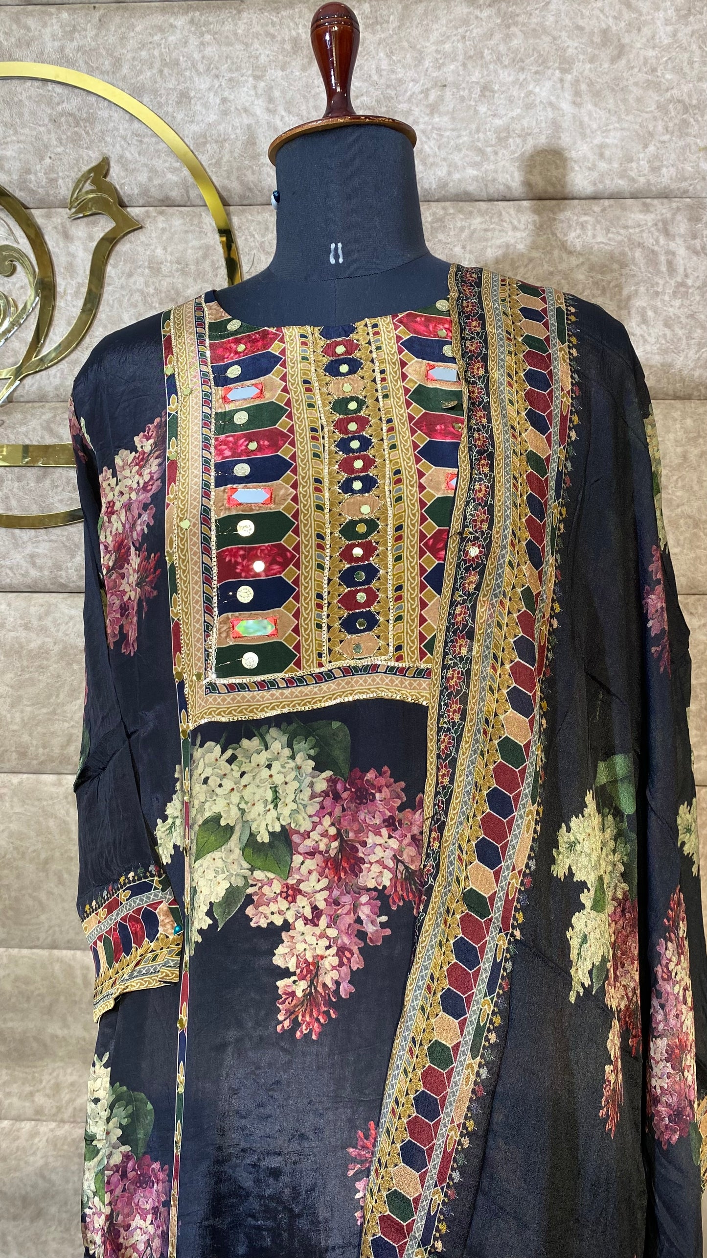 BLACK CREPE FULL SALWAR SET- 30593