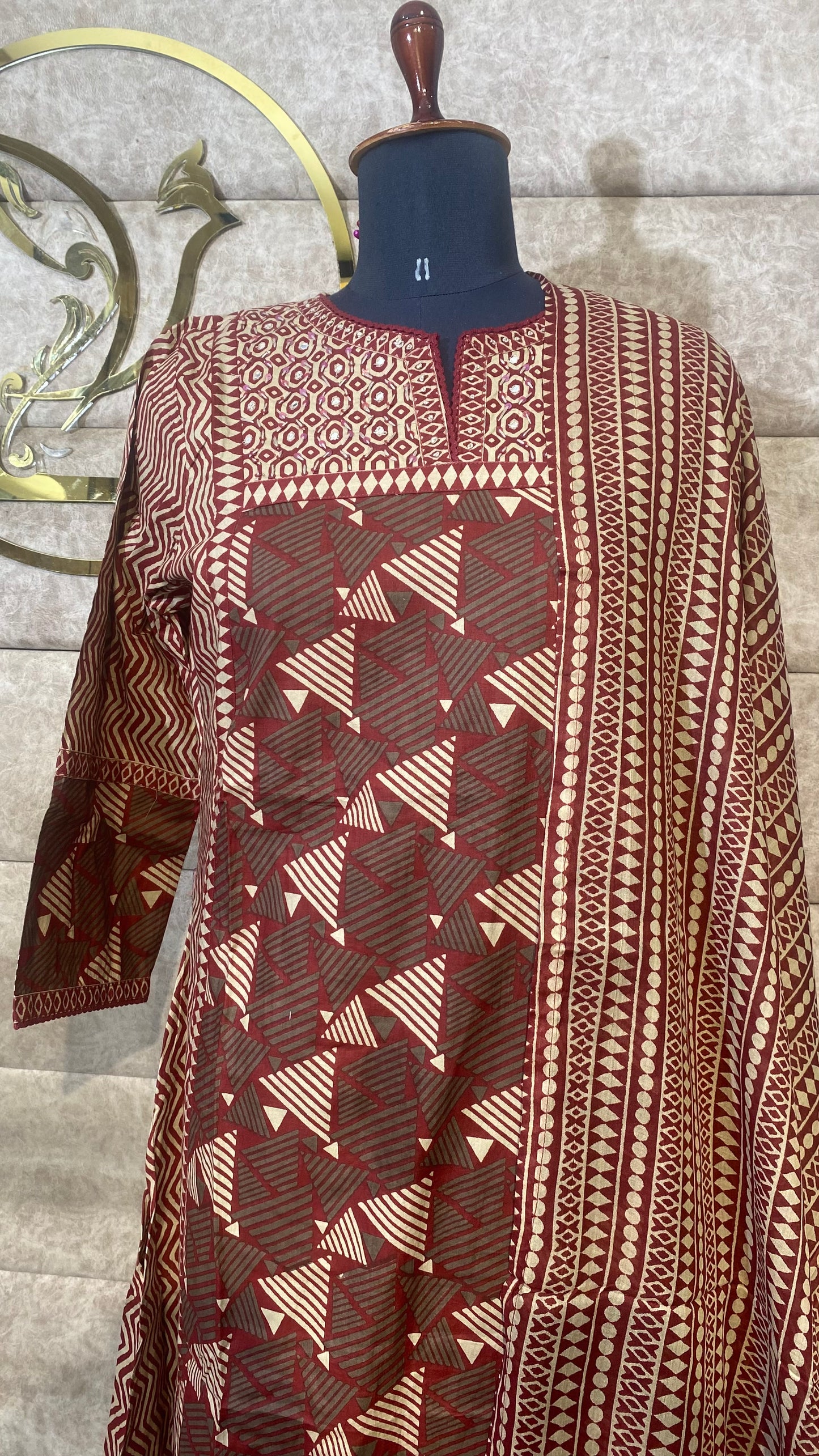 MAROON COTTON FULL SALWAR SET - 30591