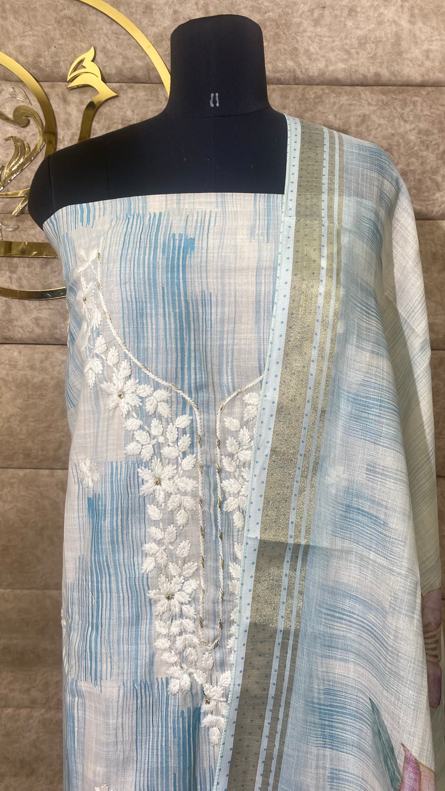 BLUE AND WHITE FULL SALWAR SET- 30583