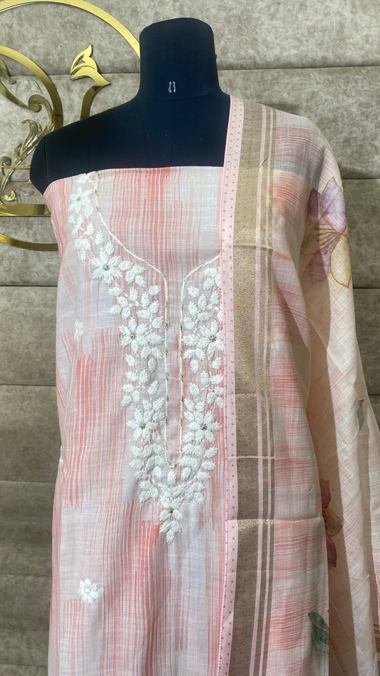 PEACH AND WHITE FULL SALWAR SET- 30583