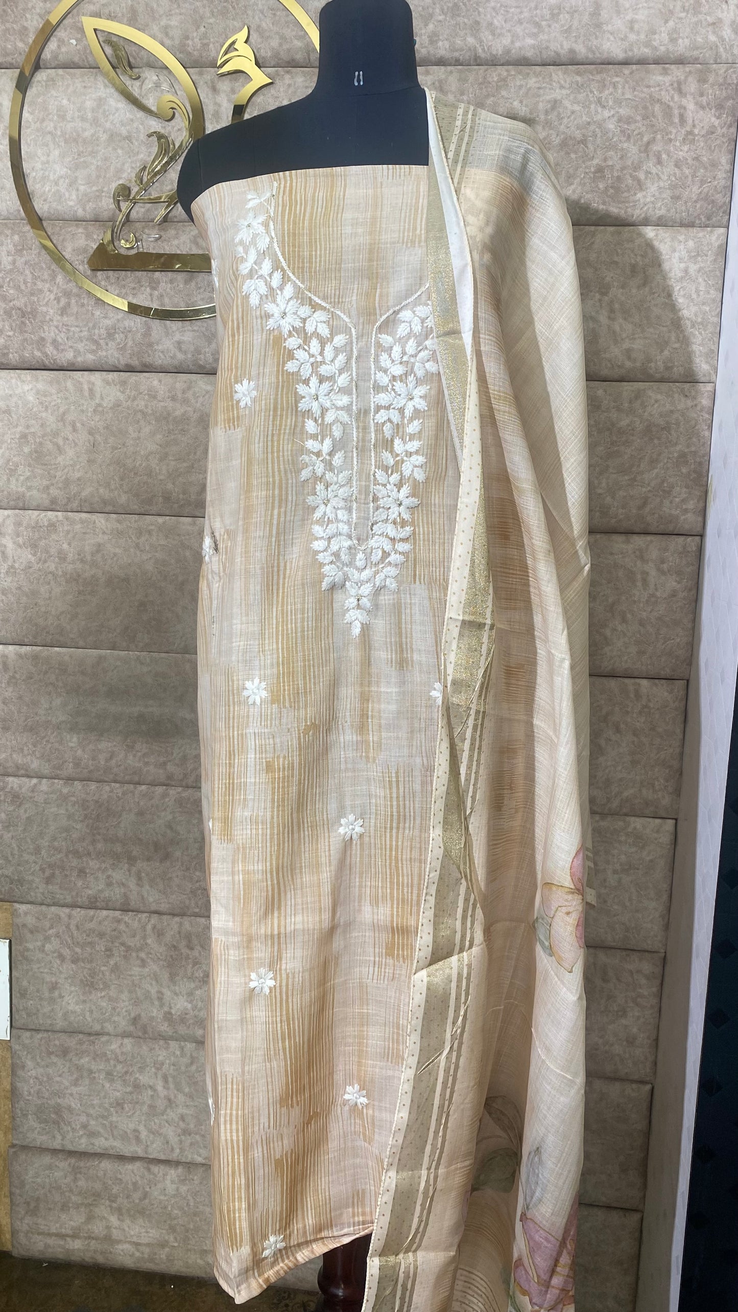 SANDALWOOD AND WHITE FULL SALWAR SET- 30583