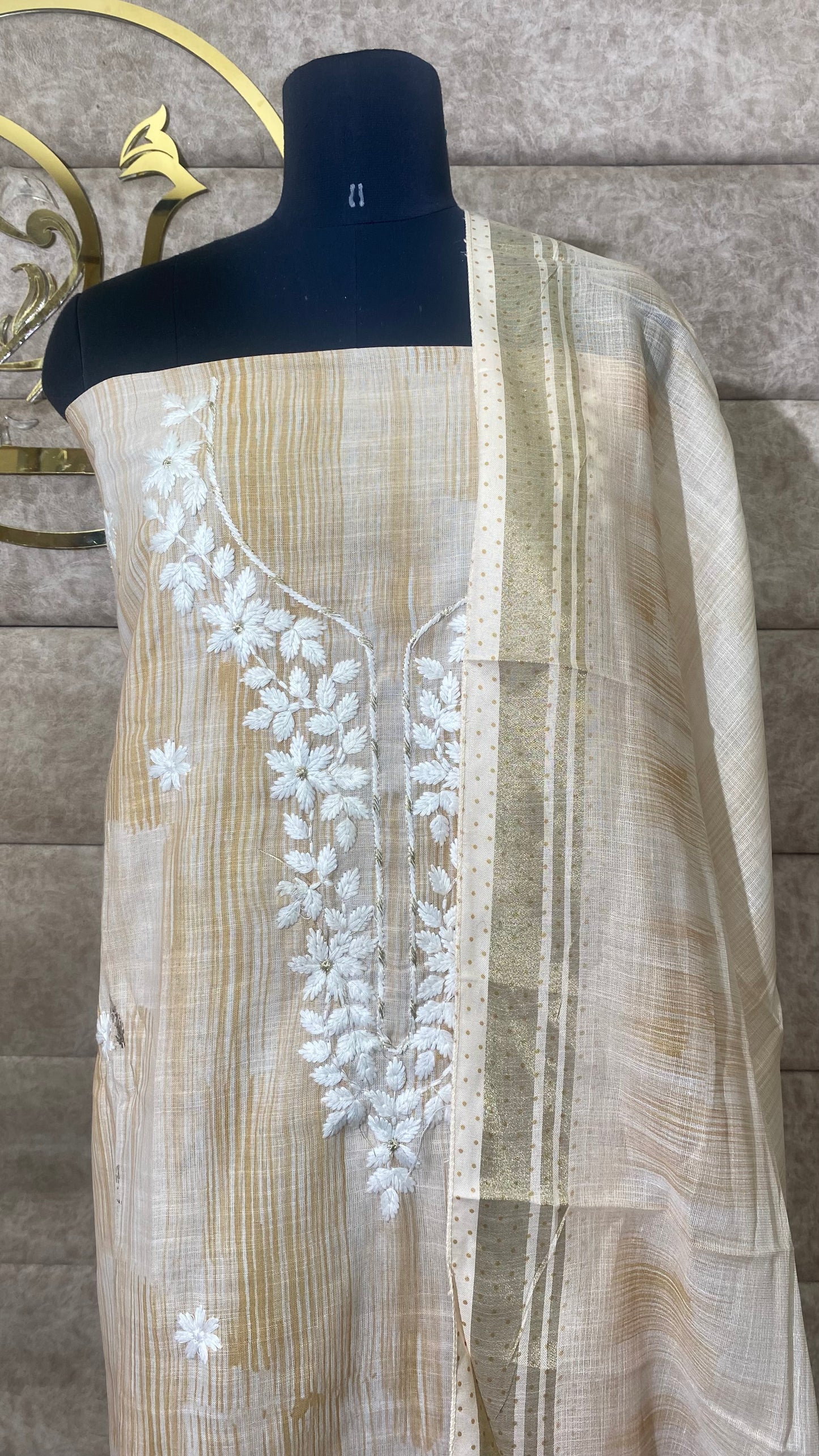 SANDALWOOD AND WHITE FULL SALWAR SET- 30583