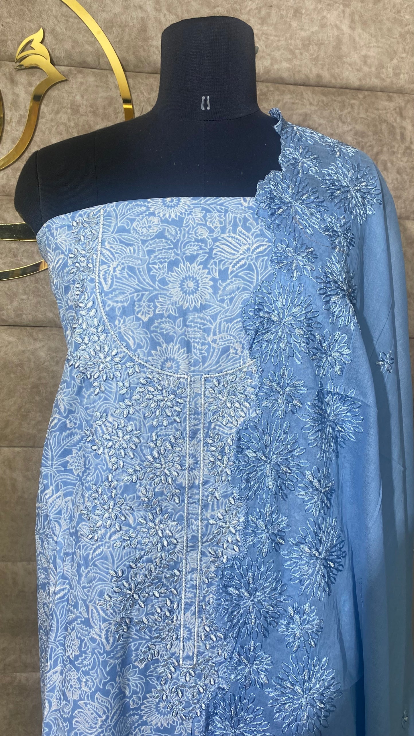 COTTON POWDER BLUE SALWAR FULL SET- 30573