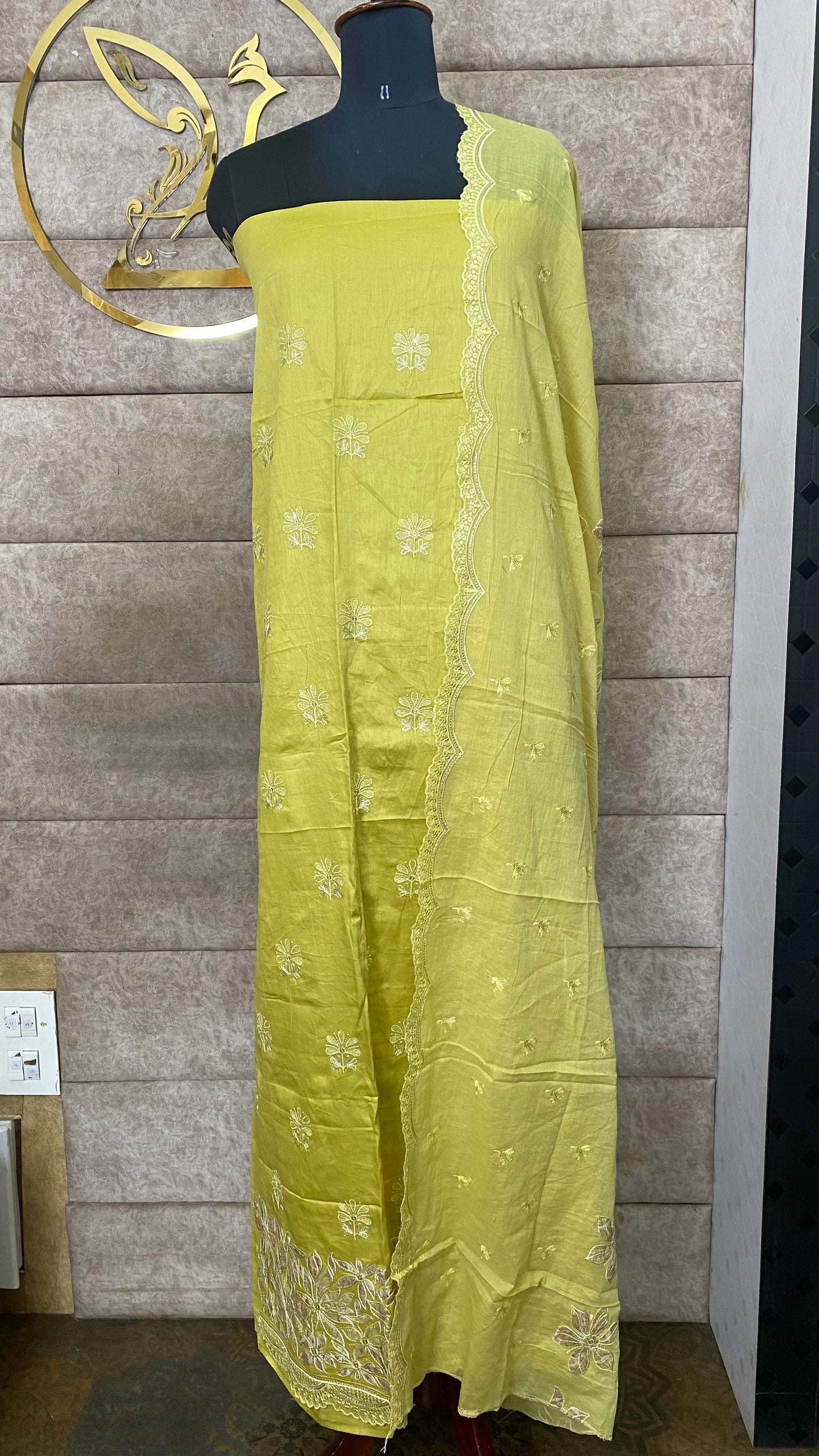 COTTON LEMON YELLOW FULL SALWAR MATERIAL - 30572