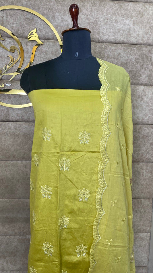 COTTON LEMON YELLOW FULL SALWAR MATERIAL - 30572