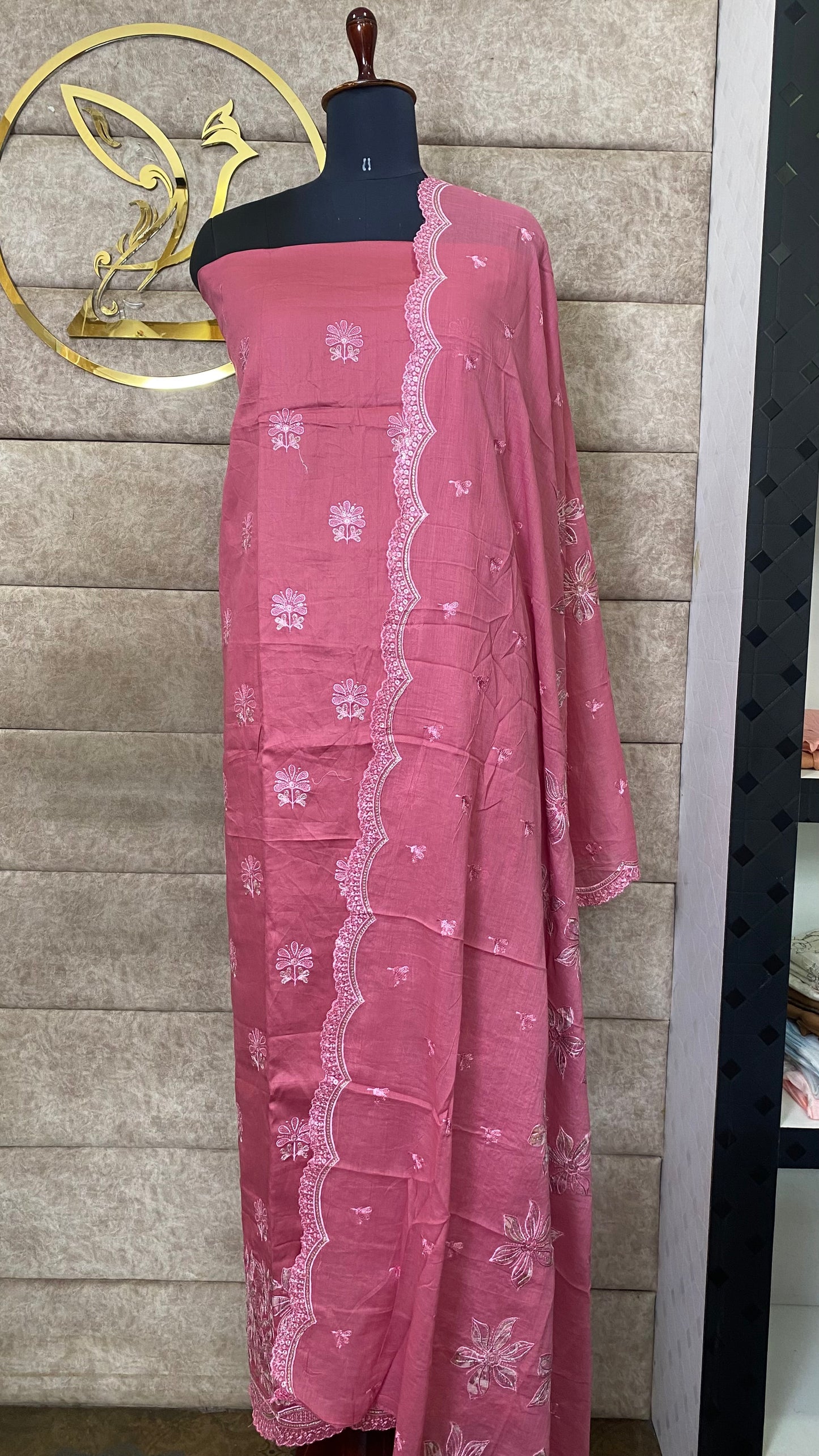 COTTON DUSTY ROSE PINK FULL SALWAR MATERIAL - 30572