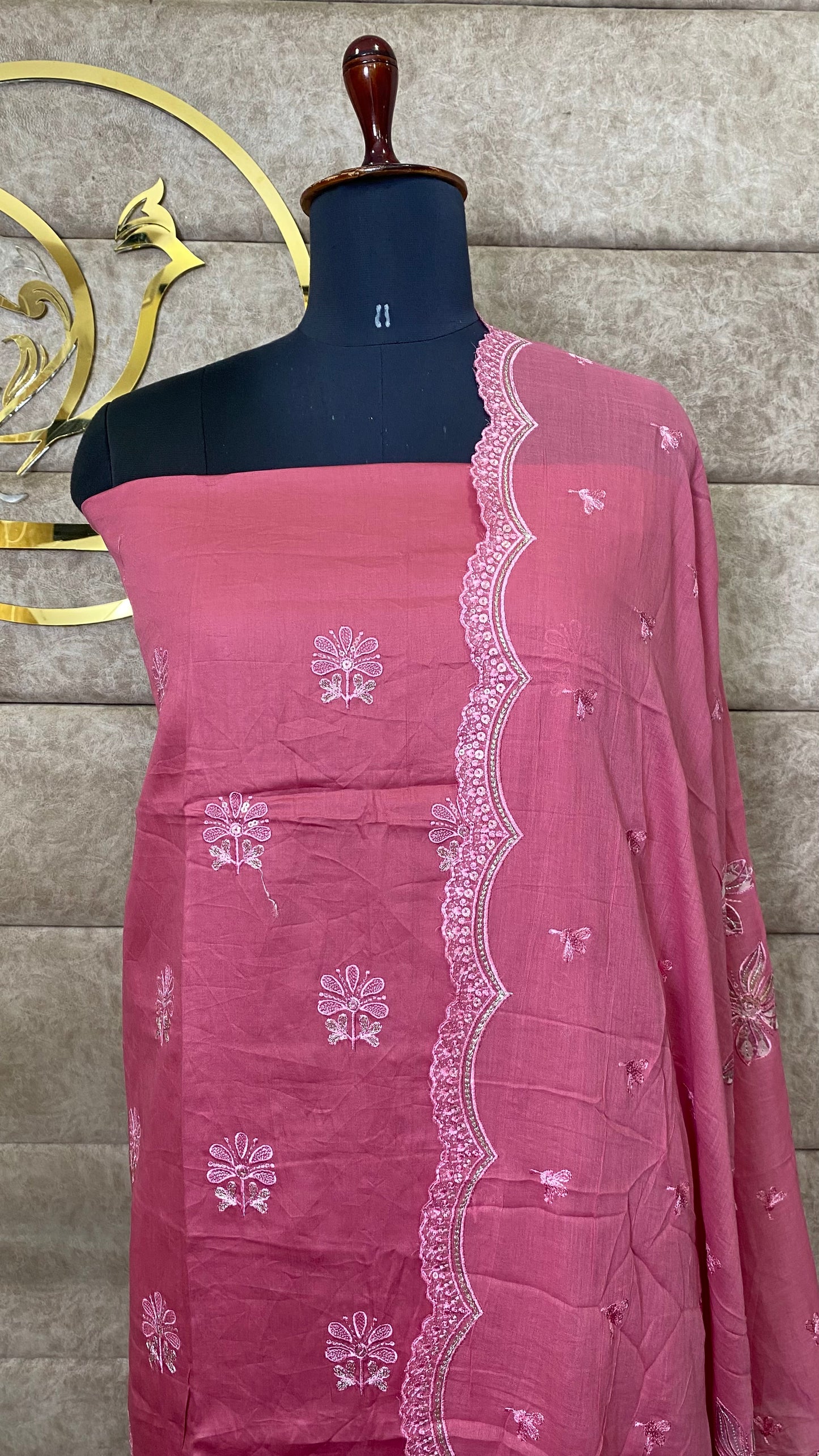 COTTON DUSTY ROSE PINK FULL SALWAR MATERIAL - 30572
