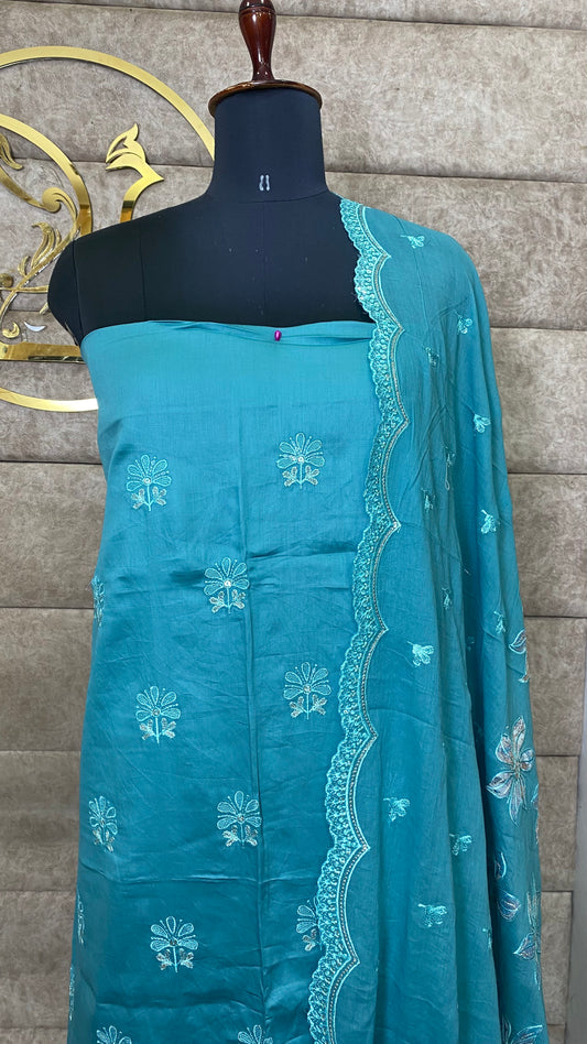 COTTON POWDER BLUE  FULL SALWAR MATERIAL - 30572