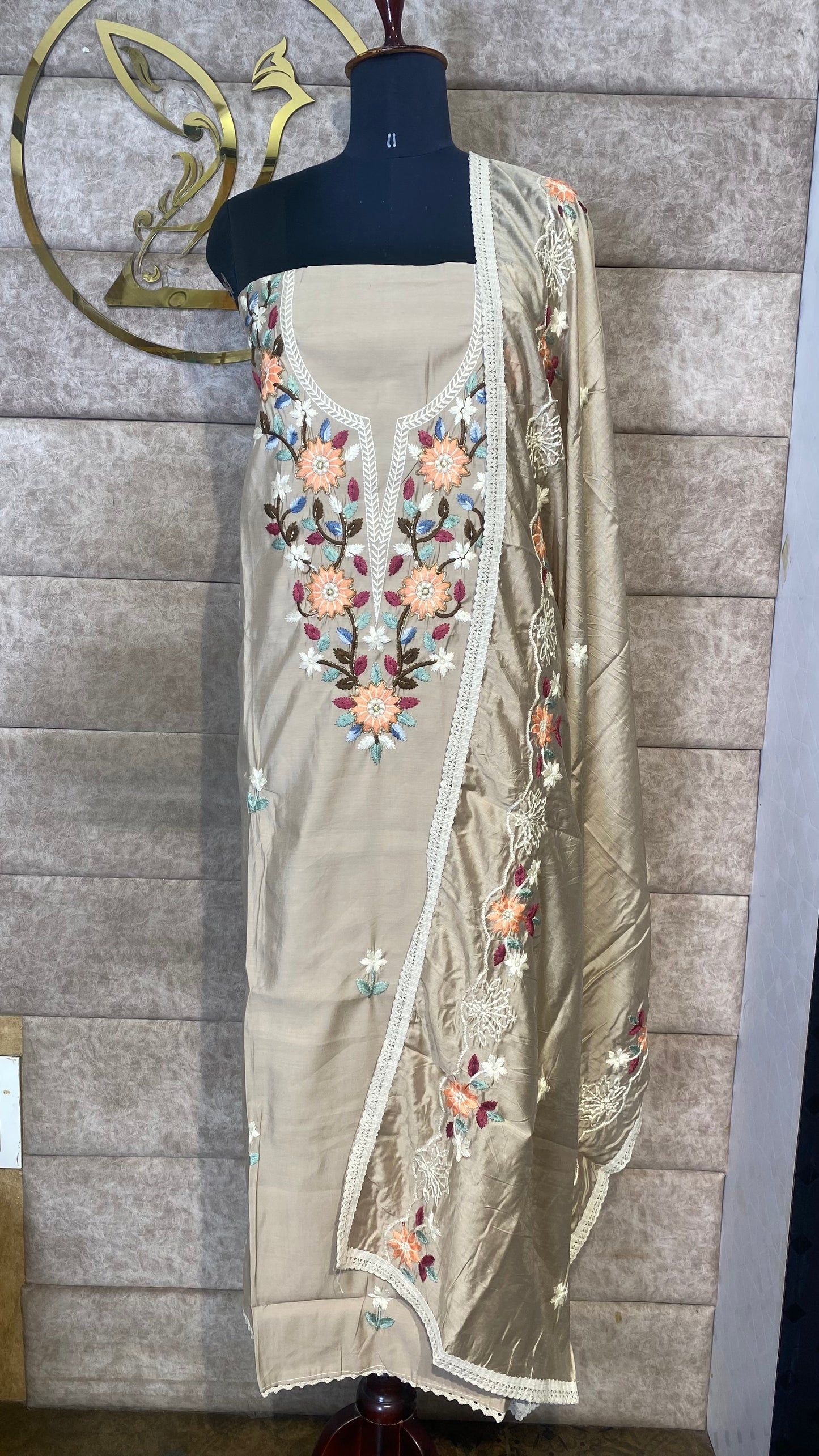 CHIKKU SYNTHETIC SILK SALWAR MATERIAL- 30615