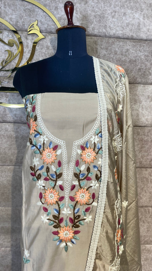 CHIKKU SYNTHETIC SILK SALWAR MATERIAL- 30615