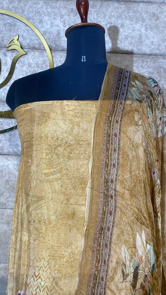 MUSLIN MUSTARD GOLD FULL SALWAR SET MATERIAL - 30612