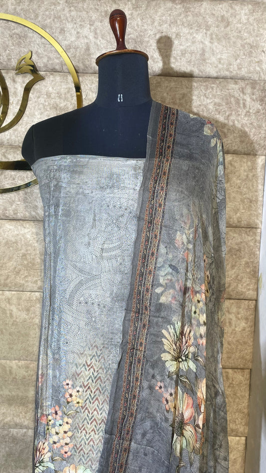MUSLIN ASH FULL SALWAR SET MATERIAL - 30612