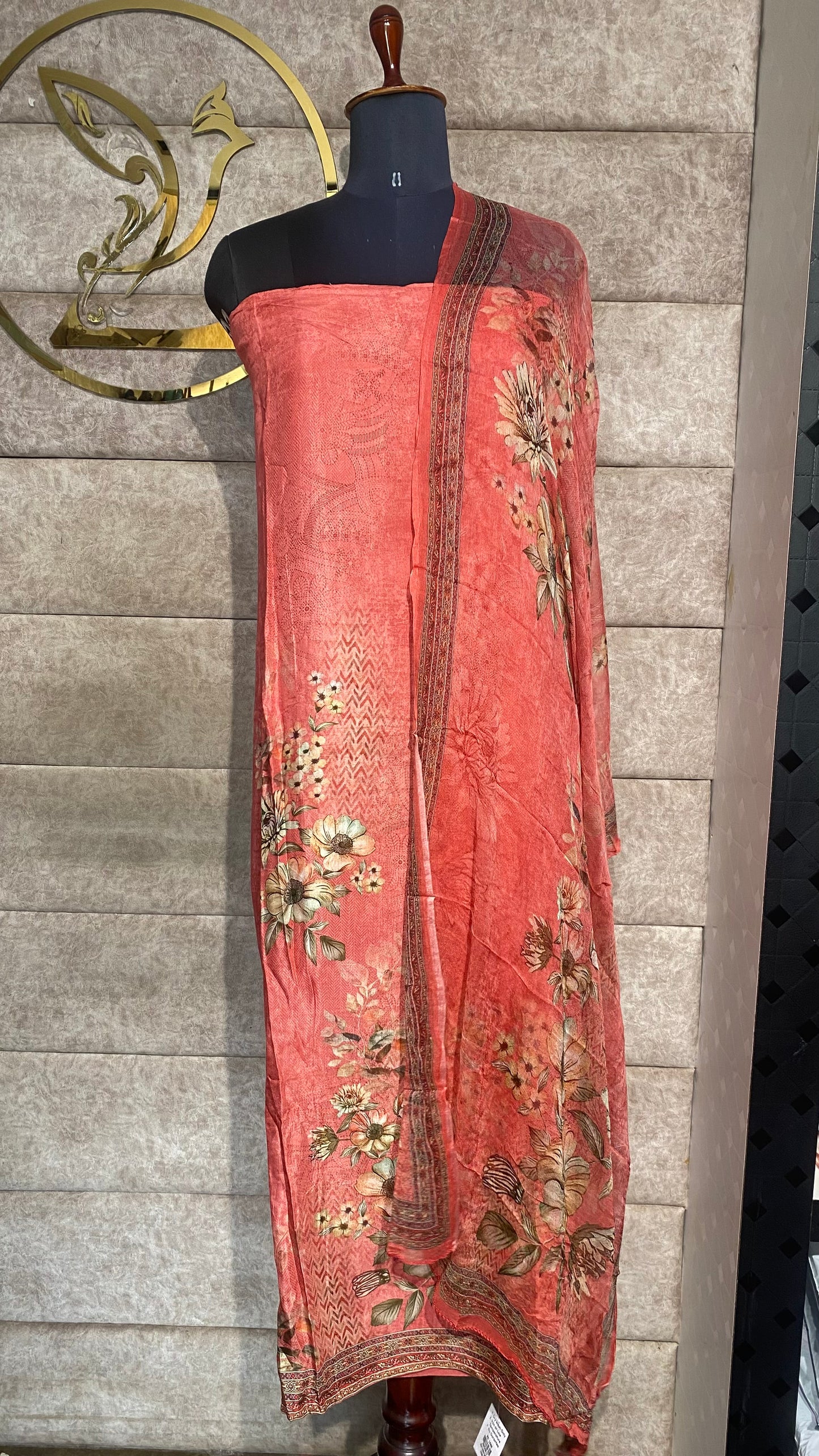 MUSLIN PEACH FULL SALWAR SET MATERIAL - 30612
