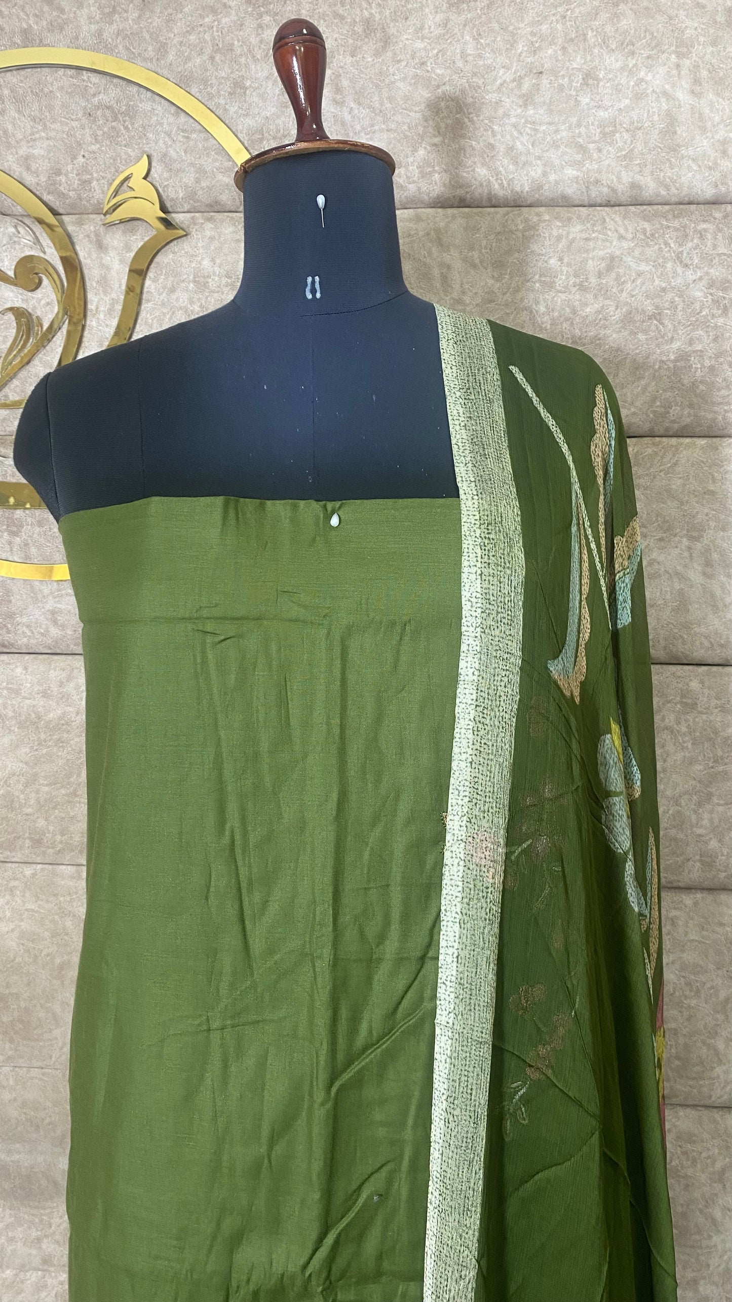 COTTON BOTTLE GREEN FULL SALWAR SET - 30576